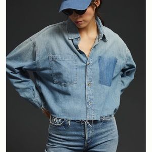 MOTHER The Roomie Double Frenchie Crop Shirt Anthropologie 
* Size Small